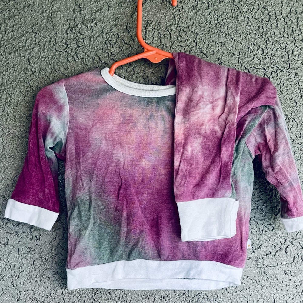 GUC 3-6M baby Goosebumps Pink, Purple, & Green Tye Dye 2-piece set